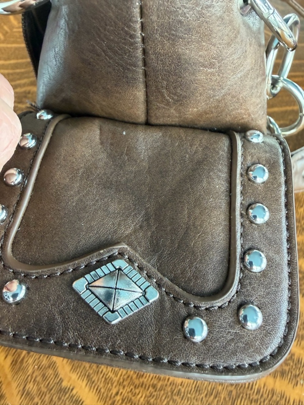 Montana West Brown Embellished Women's Shoulder Bag w/concealed compartment - Picture 12 of 16